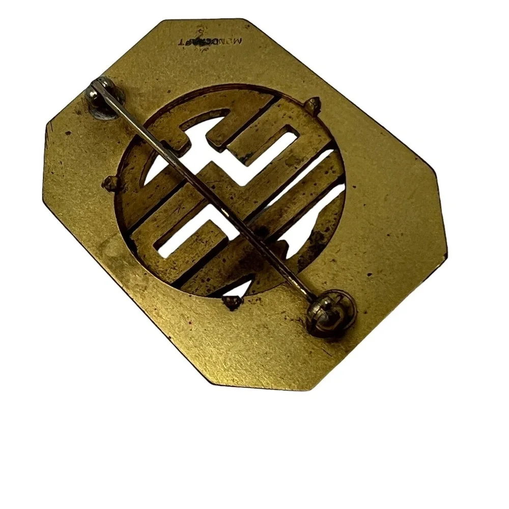 Vintage Monocraft Initial Brooch Gold Tone ESM Pin‎